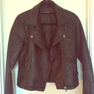TOPSHOP hooded faux leather jacket (barely worn)